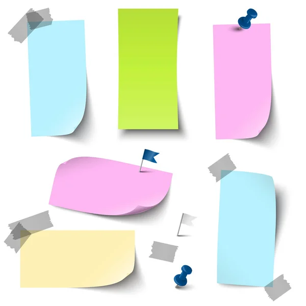 Papiers colorés vides avec accessoires — Image vectorielle