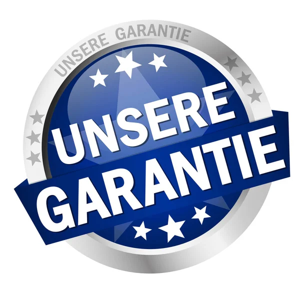 Button with banner Unsere Garantie — ストックベクタ