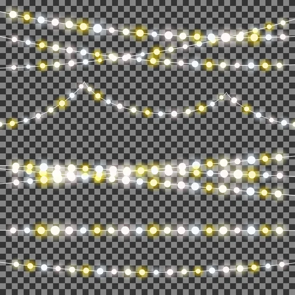 Cordes lumineuses avec ampoules brûlantes — Image vectorielle