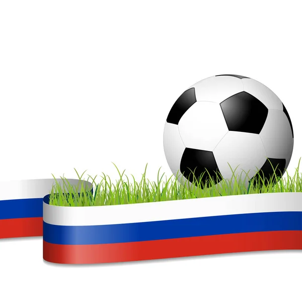 Soccer ball behind russian banner — Stock Vector