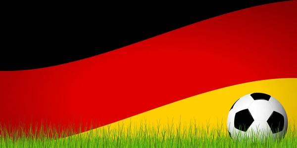 Pallone da calcio davanti alla bandiera tedesca — Vettoriale Stock