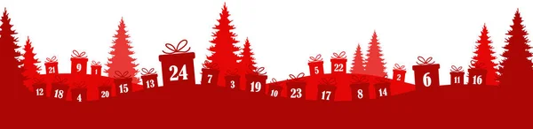 Advent calendar 1 to 24 on christmas presents — стоковый вектор