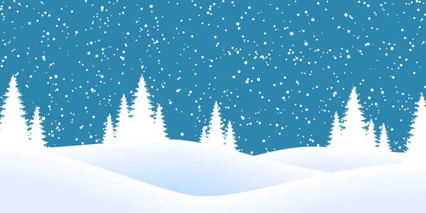 Paisaje de Navidad fondo con abetos y nieve — Vector de stock