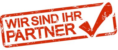 kırmızı damga ile metin Wir sind ihr Partner