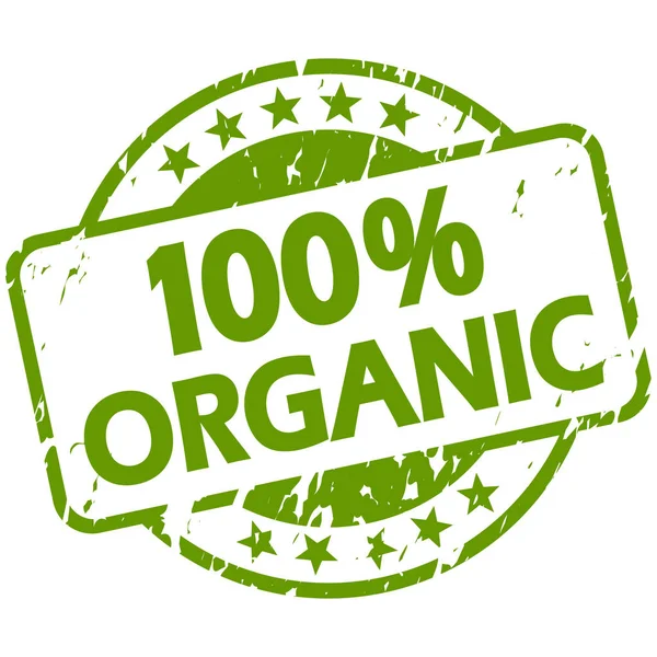 Πράσινη γκραντζ στάμπα με Banner 100% οργανική — Διανυσματικό Αρχείο