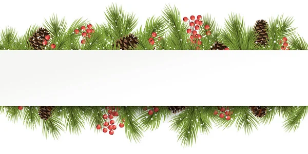 Різдвяні ялинкові гілки за білою порожньою рамкою — стоковий вектор