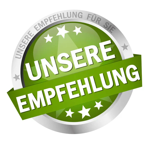 Bouton avec bannière notre recommandation (en allemand ) — Image vectorielle