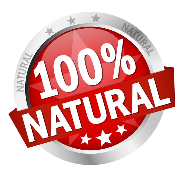 Botão com banner 100% natural — Vetor de Stock