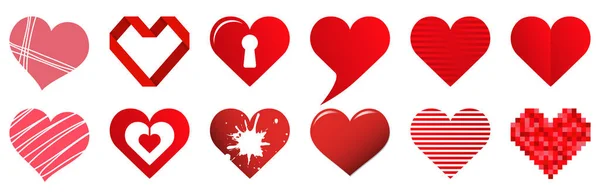 Коллекция красных сердец — стоковый вектор
