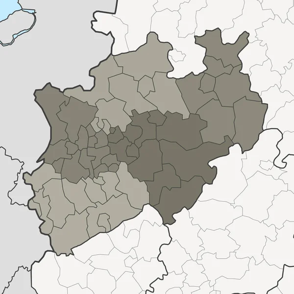 Mapa Nadrenii Północnej-Westfalii z sąsiednimi krajami związkowymi — Wektor stockowy