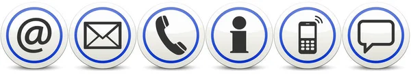 Seis contáctenos iconos conjunto de botones — Archivo Imágenes Vectoriales
