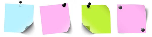 Vector Collectie Van Verschillende Gekleurde Kleverige Papieren Met Naald Naald — Stockvector