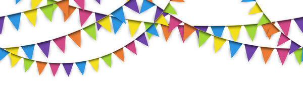 EPS 10 vector illustration of seamless colored garlands on white background for sylvester party or carnival template usage