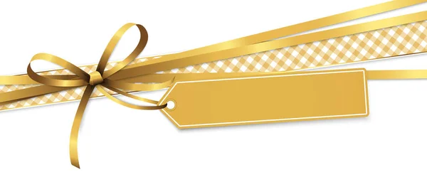 Eps 10白色背景上孤立的金色彩带弓和礼物带矢量图 — 图库矢量图片