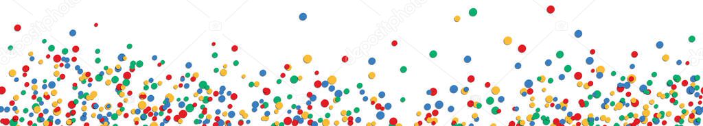 seamless vector panorama illustration of confetti with four colors with free white space for text for carnival, sylvester or party time on white background