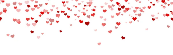 Naadloze Achtergrond Met Verschillende Rood Gekleurde Confetti Harten Voor Valentijnsdag — Stockvector