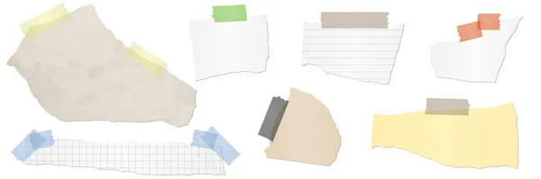 Collection Différents Morceaux Papier Couleur Avec Des Bandes Adhésives — Image vectorielle