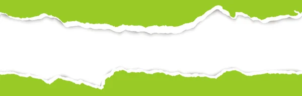 Partie Supérieure Inférieure Papier Ouvert Déchiré Couleur Verte — Image vectorielle