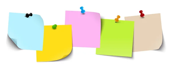 Petits Papiers Collants Avec Des Aiguilles Épingles Colorées Différentes Ombres — Image vectorielle