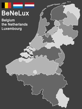 Hollanda, Lüksemburg ve Belçika 'nın siluetleri