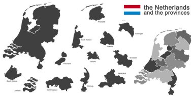 Hollanda ve bölgelerinin siluet