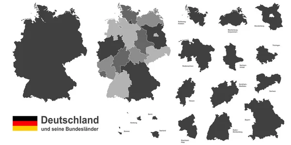 West European Country Germany Federal States — Stock Vector