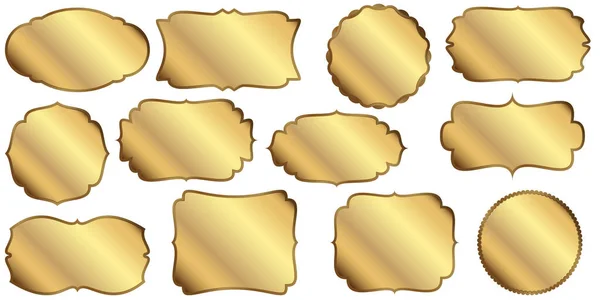 Колекція Різних Вінтажних Етикеток Кольорове Золото — стоковий вектор