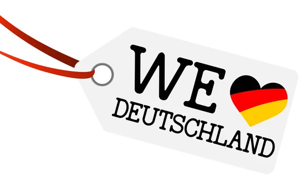 White Hang Tag Κορδέλα Και Κείμενο Που Αγαπάμε Γερμανία Και — Διανυσματικό Αρχείο