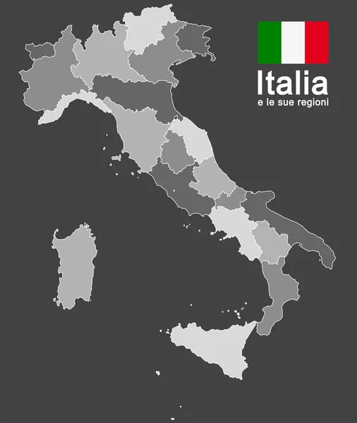 Siluety Evropské Země Itálie Regionů — Stockový vektor