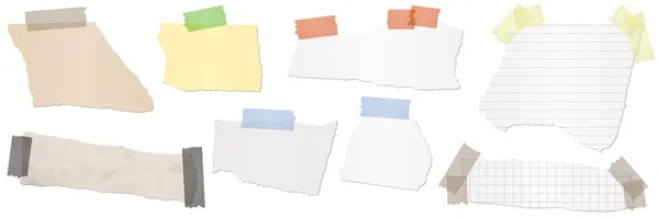 Collection Différents Morceaux Papier Couleur Avec Des Bandes Adhésives — Image vectorielle