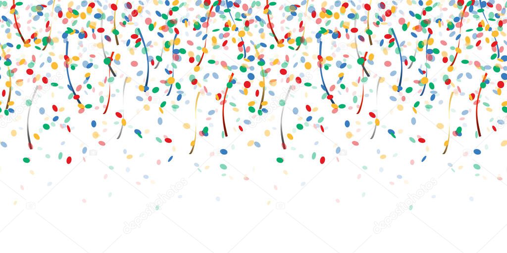 colored falling confetti seamless background for carnival party