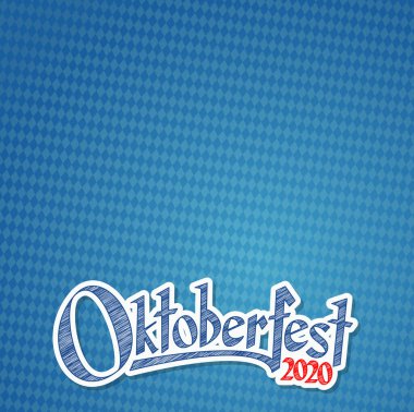 Oktoberfest geçmişi mavi-beyaz kareli kalıp ve metin Oktoberfest 2020 (Almanca)