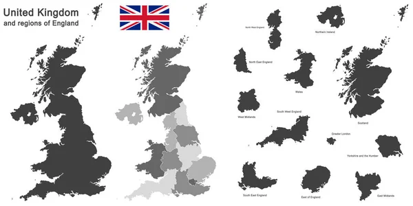 Europäisches Land Vereinigtes Königreich Und Regionen Englands — Stockvektor