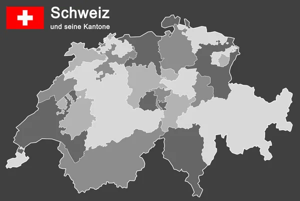 国家瑞士和所有各州的轮廓 — 图库矢量图片