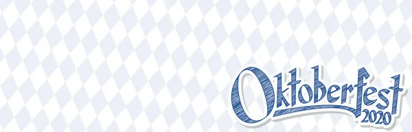 Oktoberfest Sfondo Con Motivo Scacchi Blu Bianco Testo Oktoberfest 2020 — Vettoriale Stock