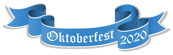 Vektorová Ilustrace Modrého Praporu Textem Oktoberfest 2020 Izolovaný Bílém Pozadí — Stockový vektor