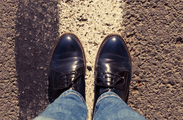 Vue de l'automne chaussures femme en cuir — Photo