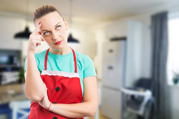 Tired wife thinking after cooking Christmas dinner in the kitche — Stock Photo, Image