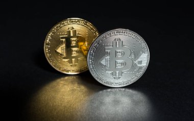 İki bitcoins altın ve gümüş