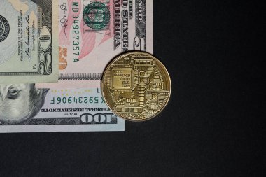 Altın bitcoin dolar faturaları üzerinde