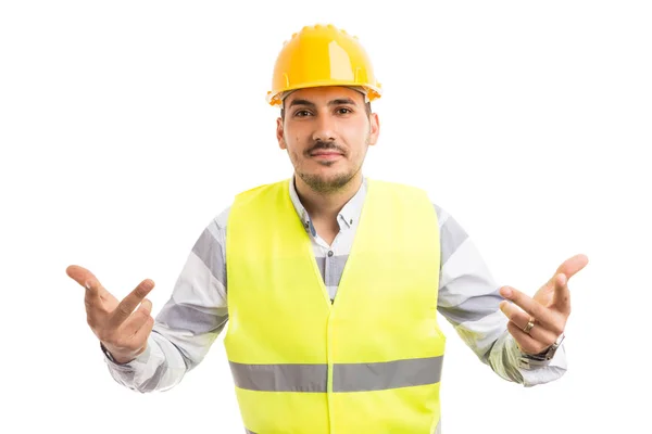 Engineer architect or builder making ask question gestur — Stock Photo, Image