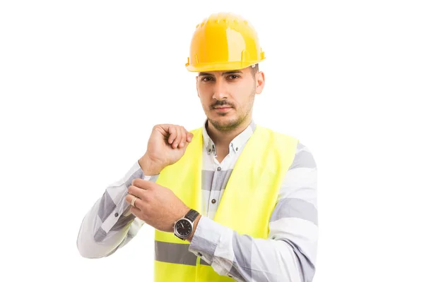 Professional engineer dressing or getting ready for wor — Stock Photo, Image