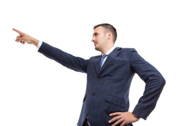 Vizyon sahibi işadamı poiting parmak kıyıya kadar