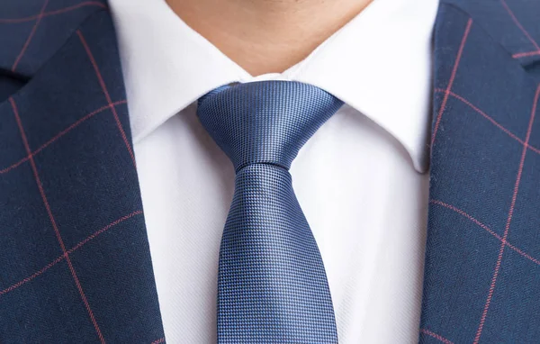 Corbata azul y elegante sui a cuadros —  Fotos de Stock