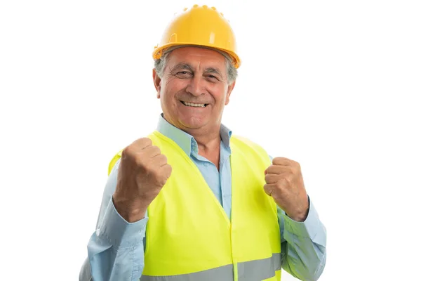 Construction worker making happy gesture — ストック写真