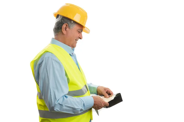 Construction worker counting money — Stock Photo, Image