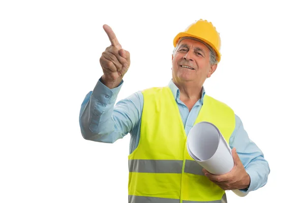 Architect pointing finger at copyspace Stock Picture