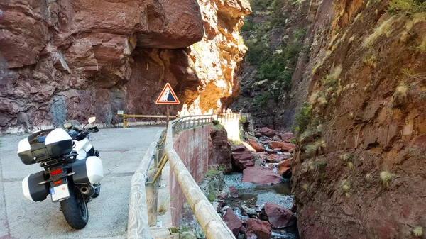 A balcony road inside the mountains in summer