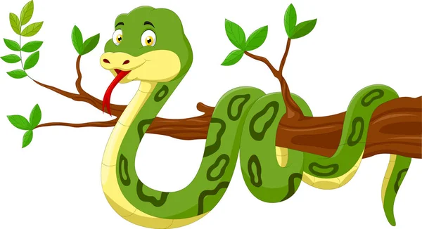 ツリー内の漫画のヘビ — ストックベクタ