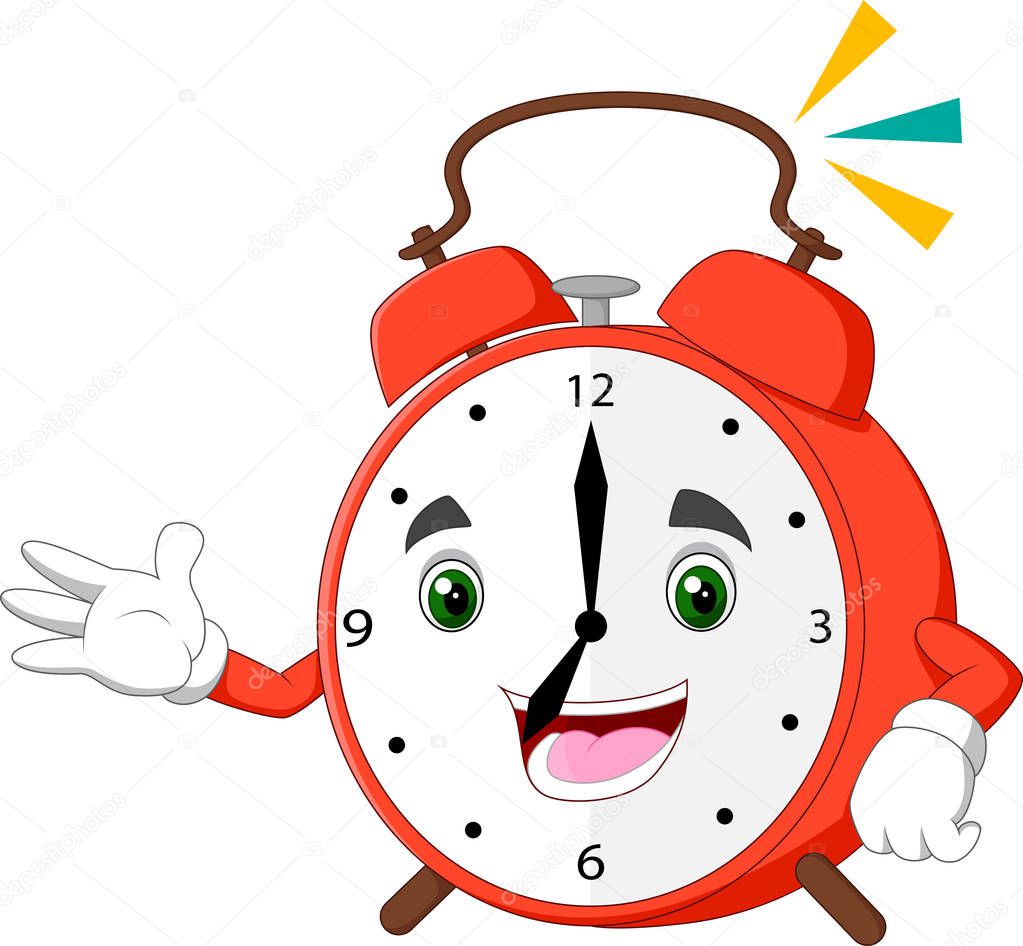 Funny happy cartoon alarm clock